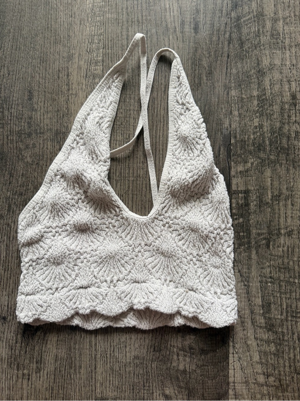 Crochet Halter Crop Top in Off-White